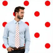 Classic Red Polka Dot Pattern op wit Stropdas
