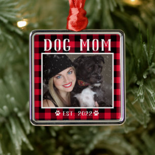 Classic Red Pset Personalized Dog mam Foto Metalen Ornament