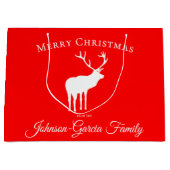 Classic Red Reindeer Elegant Christmas  Groot Cadeauzakje (Voorkant)