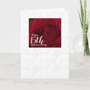 Classic Red Rose 15th Wedding Jubileum Card Kaart