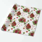Classic Red Rose Chic Boutique Custom Christmas Cadeaupapier (Uitgerold)