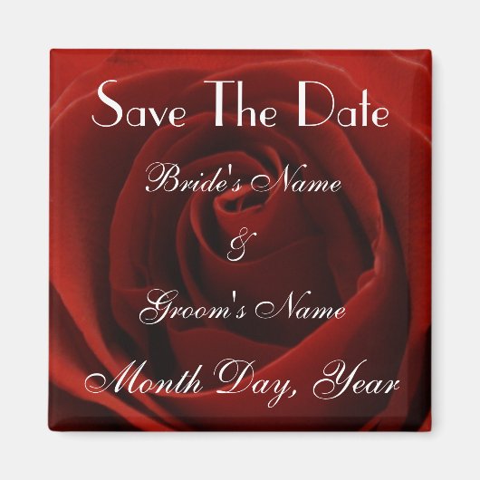 Classic Red Rose Save the Date Wedding Magnet Magneet (Voorkant)