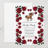 Classic Red Rose Wreath Kentucky Derby Invitation  (Devant / Derrière)