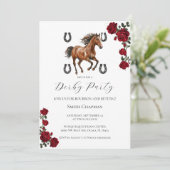 Classic Red Rose Wreath Kentucky Derby Invitation  (Debout devant)