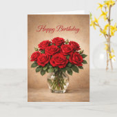 Classic Red Roses Birthday Kaart (Gele Bloem)