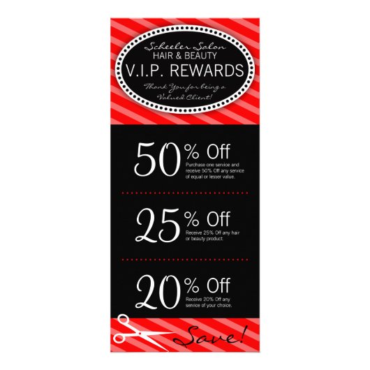 Classic Red Salon Coupons Reclamekaart (Voorkant)