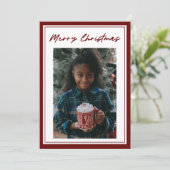 Classic Red Script 2-fotokerstkaart (Staand voorkant)