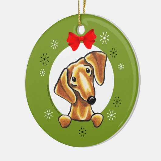 Classic Red Smooth Dachshund Keramisch Ornament (Links)