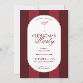 Classic red stripe Christmas Invitation Kaart