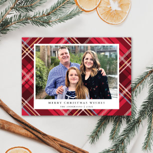 Classic Red Tartan Pset Lijst Holiday-foto Feestdagenkaart