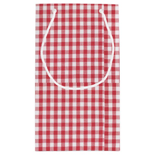 Classic Red & White Buffalo Check Gingham Pattern Klein Cadeauzakje (Achterkant)