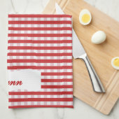 Classic Red & White Gingham | Personalized Name Theedoek (Quarter Fold)