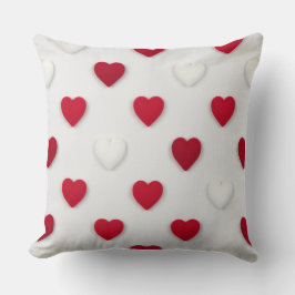 Classic Red & White Heart Pattern Cotton Kussen