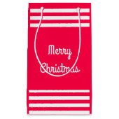 Classic Red White Merry kersttekst Sjabloon Klein Cadeauzakje (Voorkant)