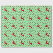 Classic Reindeer & Holly Christmas Wrapping Paper Cadeaupapier (Vlak)
