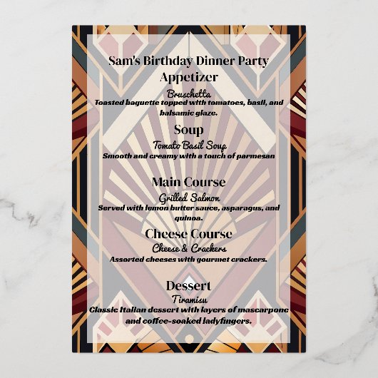 Classic Retro Anniversaire Diner Party Menu (Verso)