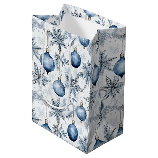 Classic Retro Blue Tree Ornamenten Wine Small en Medium Cadeauzakje (Voorkant Gekanteld)