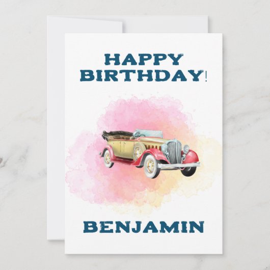 Classic Retro Car Carte d'anniversaire personnalis (Devant)