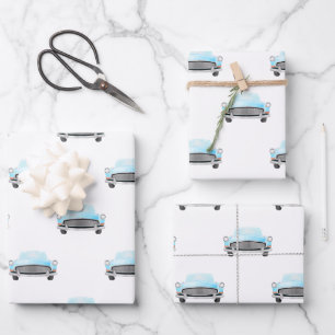 Classic Retro Cars  Aquarelpatroon Inpakpapier Vel