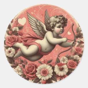 Classic//Retro Cupido Valentijnsdag Ronde Sticker