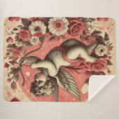Classic//Retro Cupido Valentijnsdag Sherpa Deken (Voorkant (horizontaal))
