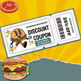 Classic Retro Eigenzinnige Cartoon Burger Karakter Reclamekaart
