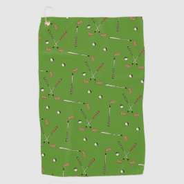 Classic Retro Golf Golfer Club Ball Pattern Green Golfhanddoek