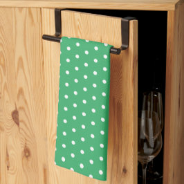 Classic Retro Polka Dots Groen en Wit Theedoek