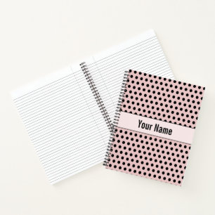 Classic Retro Polka Dots Roze & Zwart Notitieboek
