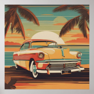 Classic rétro poster de voiture vintage