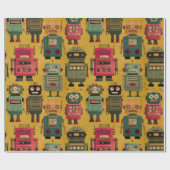 Classic Retro Robot Pattern Wrapping Paper Cadeaupapier (Vlak)