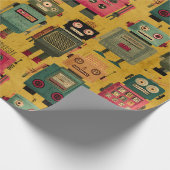 Classic Retro Robot Pattern Wrapping Paper Cadeaupapier (Hoek)