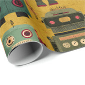 Classic Retro Robot Pattern Wrapping Paper Cadeaupapier (Rol Hoek)