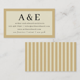 Classic Retro Stripes Eenvoudige Initialen Visitekaartje