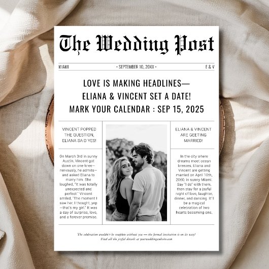  Classic Retro Trouwkrant Foto Save The Date