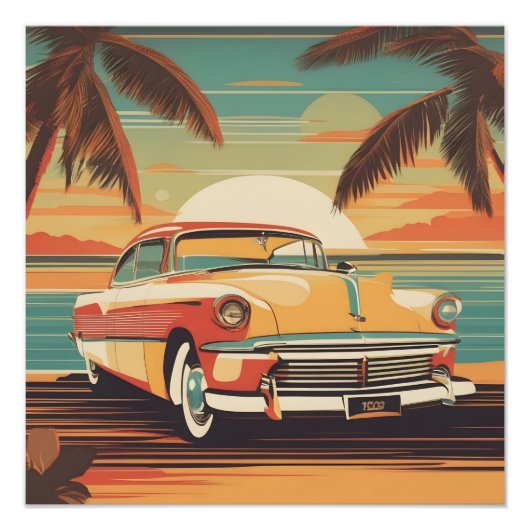 Classic retro vintage auto poster (Voorkant)