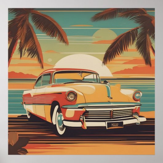 Classic retro vintage auto poster (Voorkant)