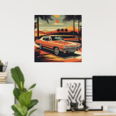 Classic retro vintage auto poster (Thuiskantoor)