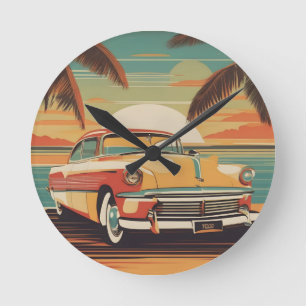 Classic retro vintage auto poster ronde klok