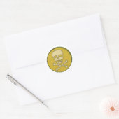 Classic Ro Pirates Skull en Crossbones Gold munt Ronde Sticker (Envelop)