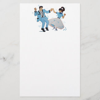 Classic Rock n Roll Jive dancers cartoon Briefpapier