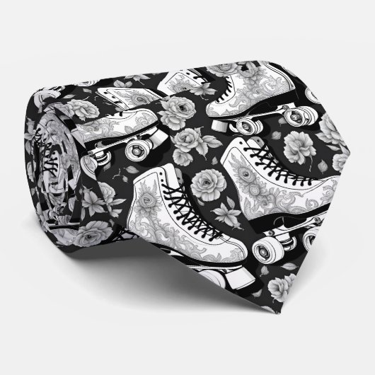 Classic Roller Schaatsen, zwart wit Stropdas (Opgerold)