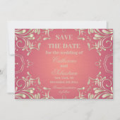 Classic Romantisch Goud Roze  Border Bruiloft Save The Date (Voorkant)