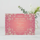 Classic Romantisch Goud Roze  Border Bruiloft Save The Date (Staand voorkant)