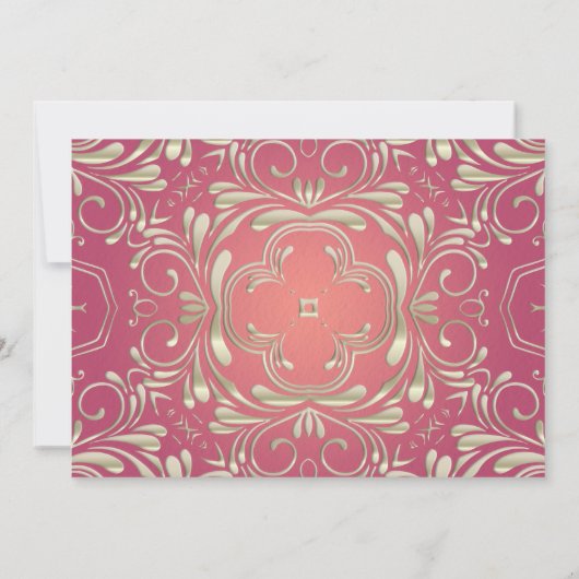 Classic Romantisch Goud Roze  Border Bruiloft Save The Date (Achterkant)