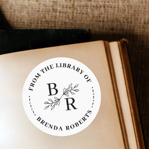 Classic Ronde Botanische Initialen Bibliotheek Boe Sticker