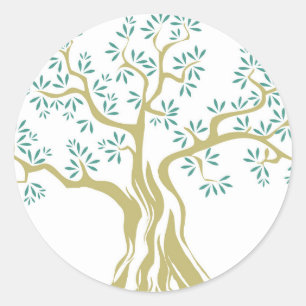 Classic Ronde Olijfboom Sticker Botanische Natuur