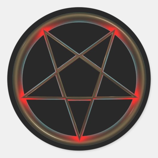 Classic ronde Pentagram Sticker, glanzend Sticker (Voorkant)