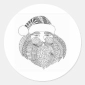 Classic Ronde Stickers - Doodle Santa (Voorkant)