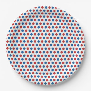 Classic Rood Blauw Polka 4th Juli Bord